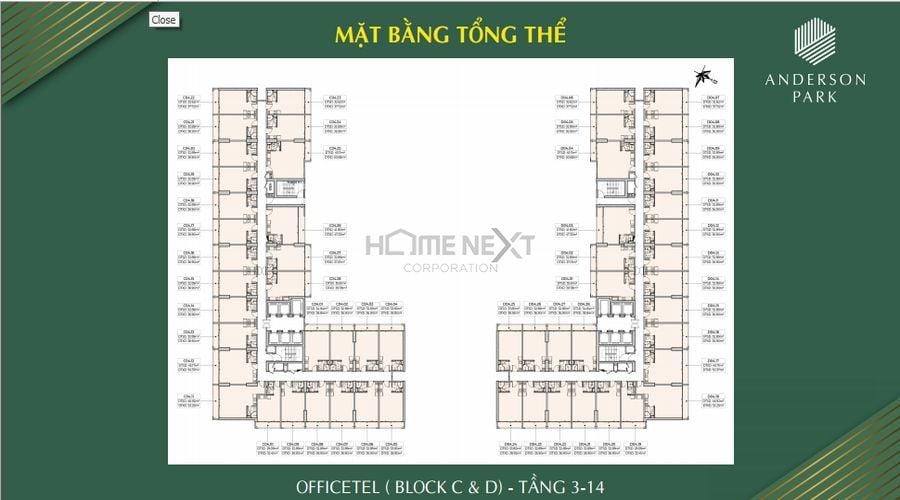 Mặt bằng thiết kế tầng 3 - 14 Mặt bằng thiết kế tầng 3 - 14