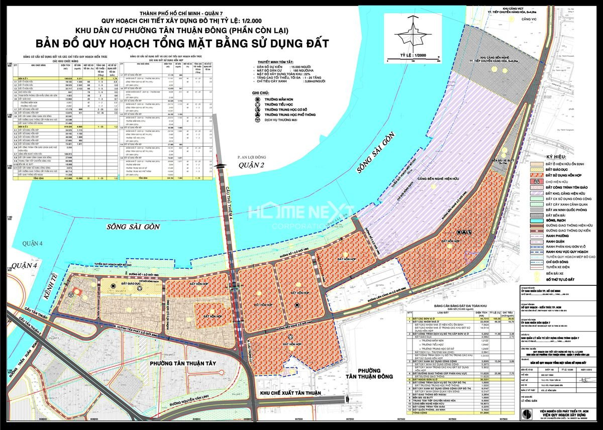 Bản đồ quy hoạch 1/2000 Bắc phường Tân Thuận Đông Quận 7