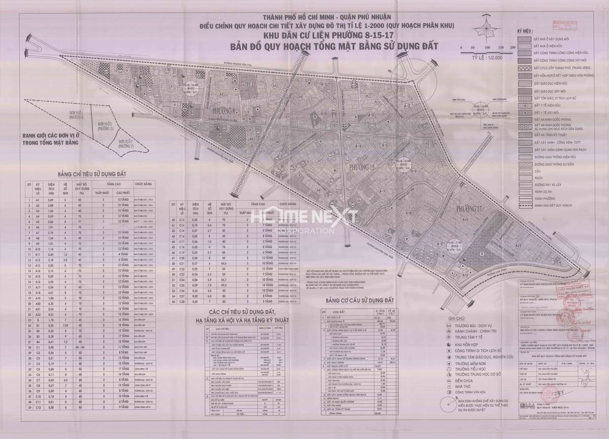 Bản đồ quy hoạch 1/2000 Khu dân cư liên phường 8 - 15 - 17, Quận Phú Nhuận
