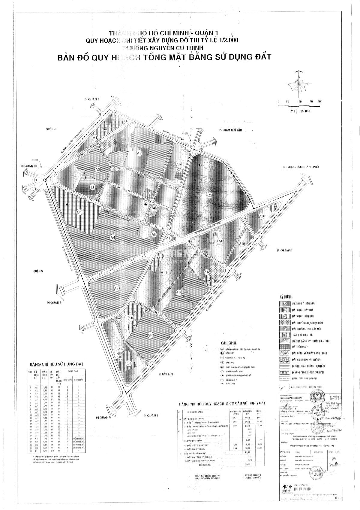 Bản đồ quy hoạch sử dụng đất 1/2000 phường Nguyễn Cư Trinh quận 1