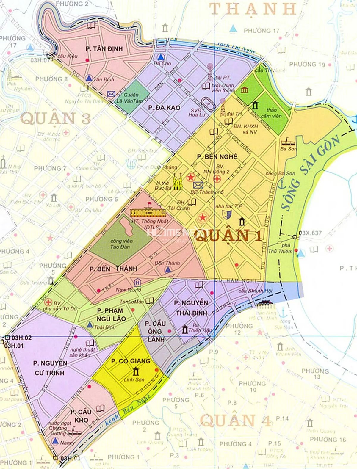 Bản đồ hành chính Quận 1, thành phố Hồ Chí Minh