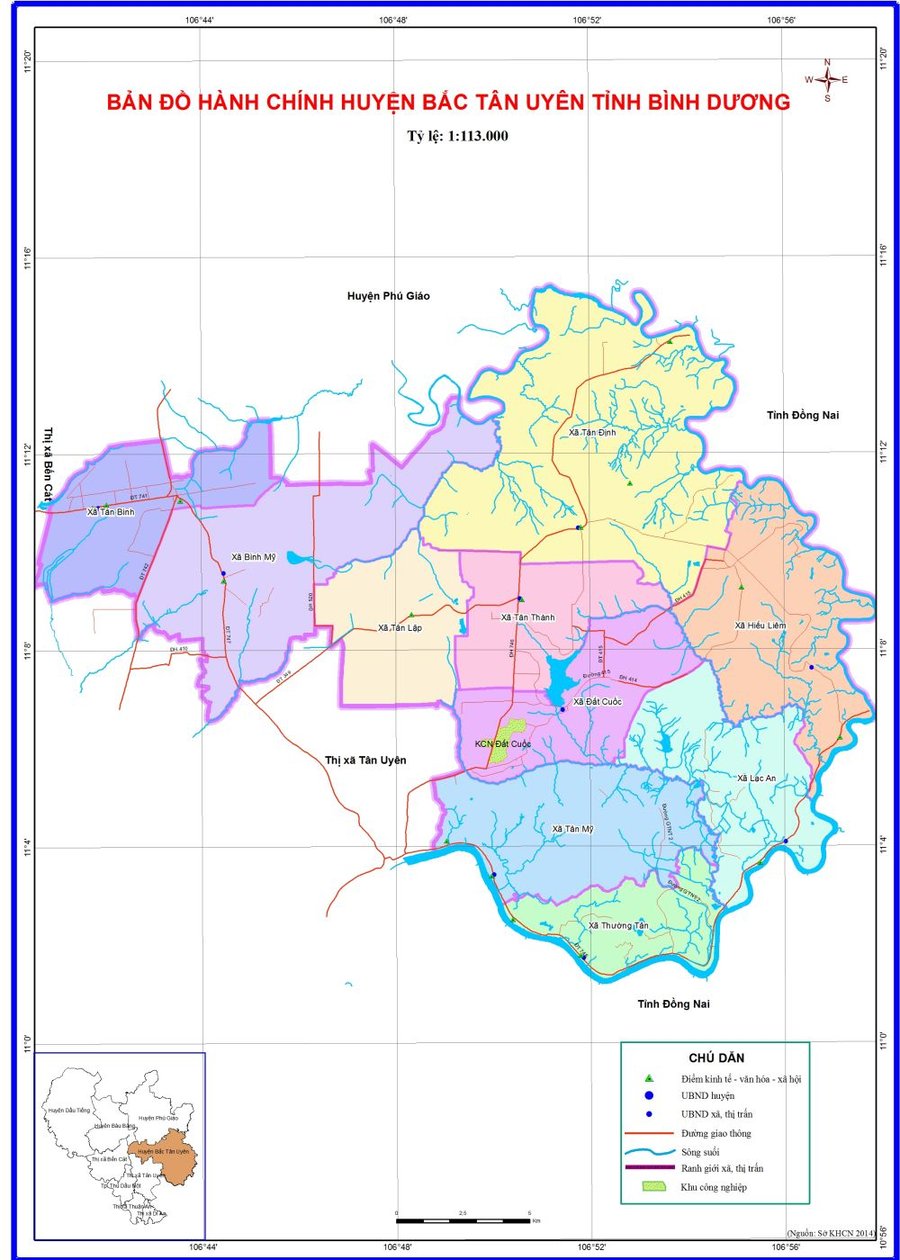 Hình ảnh bản đồ hành chính huyện Bắc Tân Uyên Bình Dương