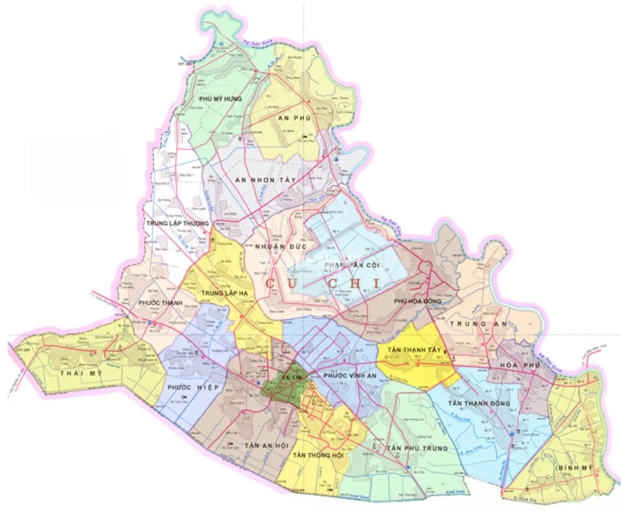 Bản đồ vật hành chủ yếu Huyện Củ Chi TP.HCM