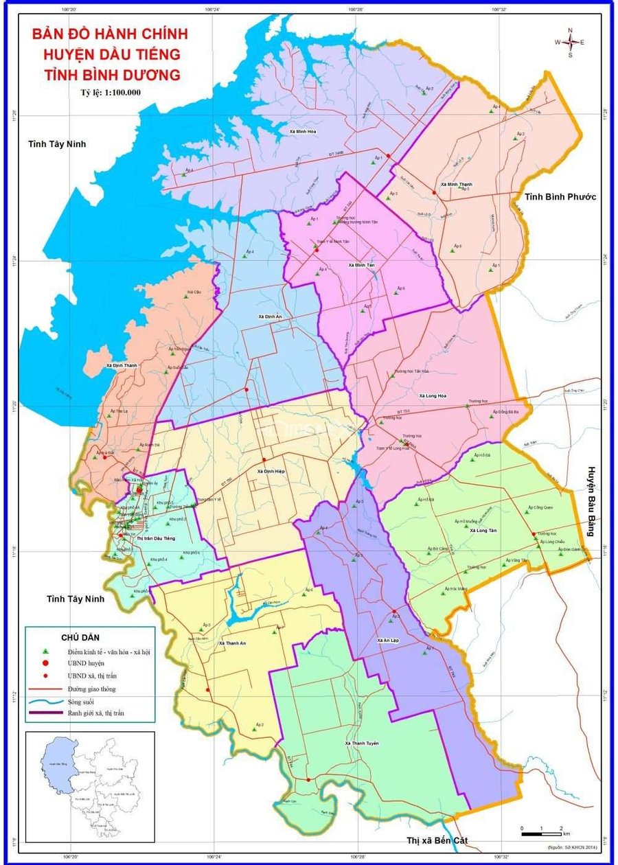 Bản đồ huyện Dầu Tiếng