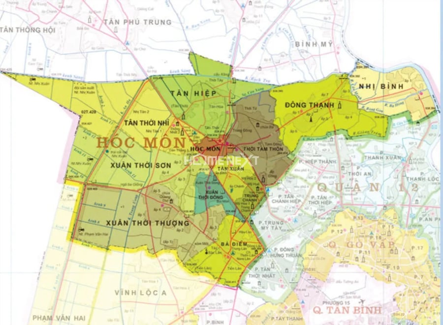 Bản đồ hành chính Huyện Hóc Môn