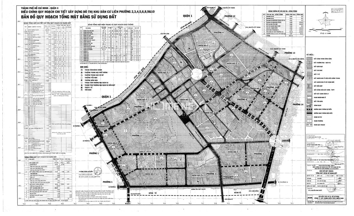 Bản đồ quy hoạch phân khu phường 2,3,4,5,6,7,8,9,10 Quận 4