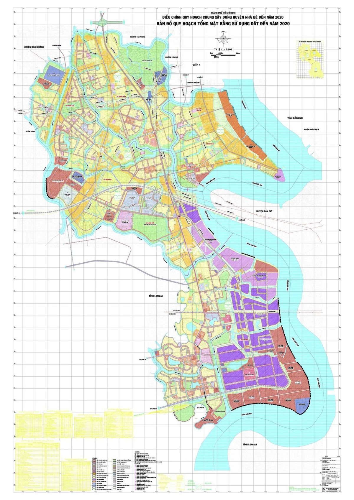 Bản đồ quy hoạch tổng mặt bằng sử dụng đất huyện Nhà Bè
