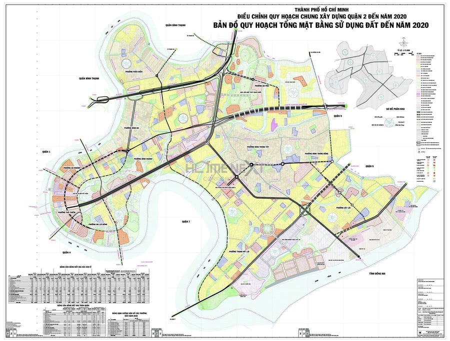 Bản đồ quy hoạch tổng mặt bằng sử dụng đất quận 2