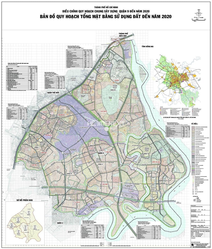 Bản đồ quy hoạch tổng mặt bằng sử dụng đất quận 9