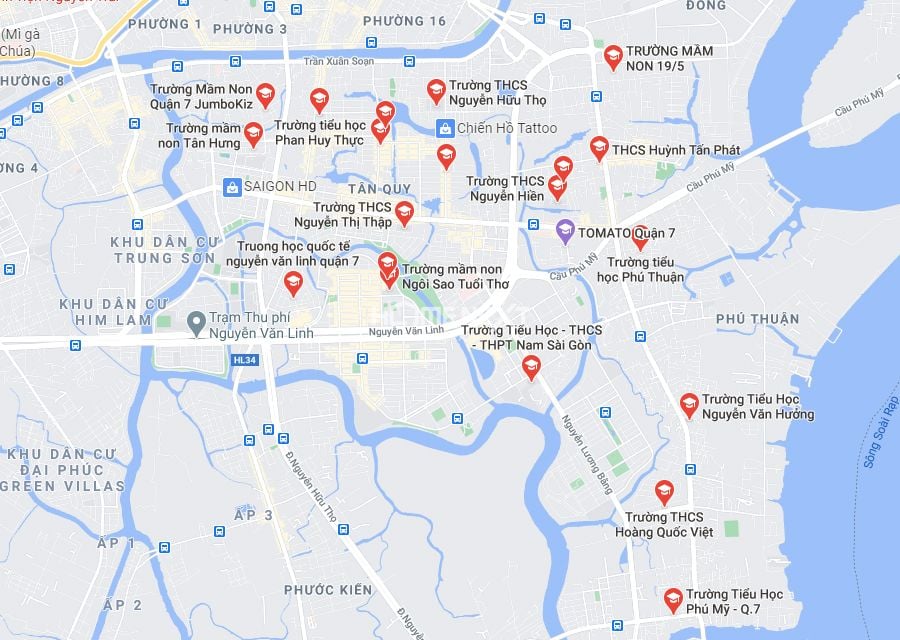 Bản đồ cơ sở giáo dục Quận 7, thành phố Hồ Chí Minh