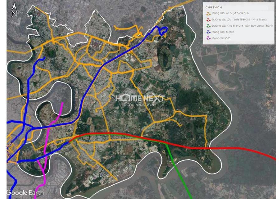 Bản đồ hệ thống giao thông hiện hữu tại thành phố Thủ Đức