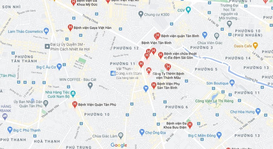 Bản đồ bệnh viện tại Quận Tân Bình TP.HCM