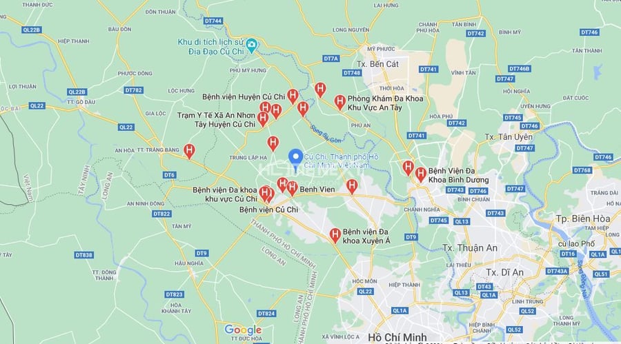 Bản đồ bệnh viện tại Huyện Củ Chi