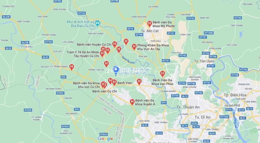 Bản đồ bệnh viện tại Huyện Bình Chánh TP.HCM