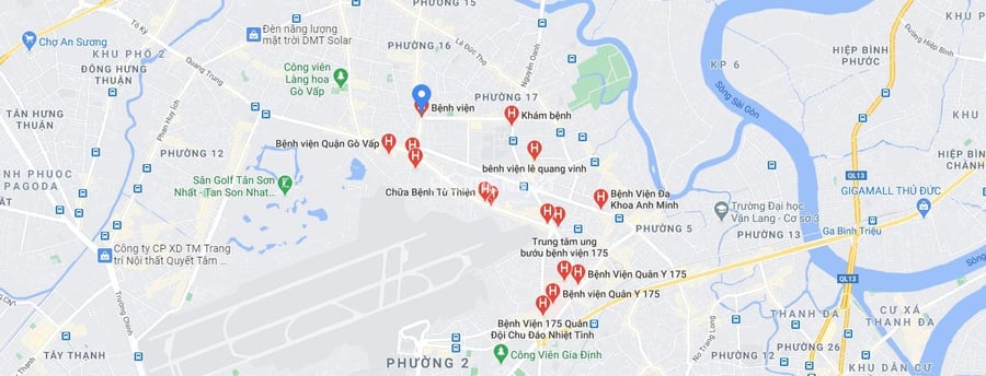 Bản đồ các cơ sở y tế tại quận Gò Vấp TP.HCM