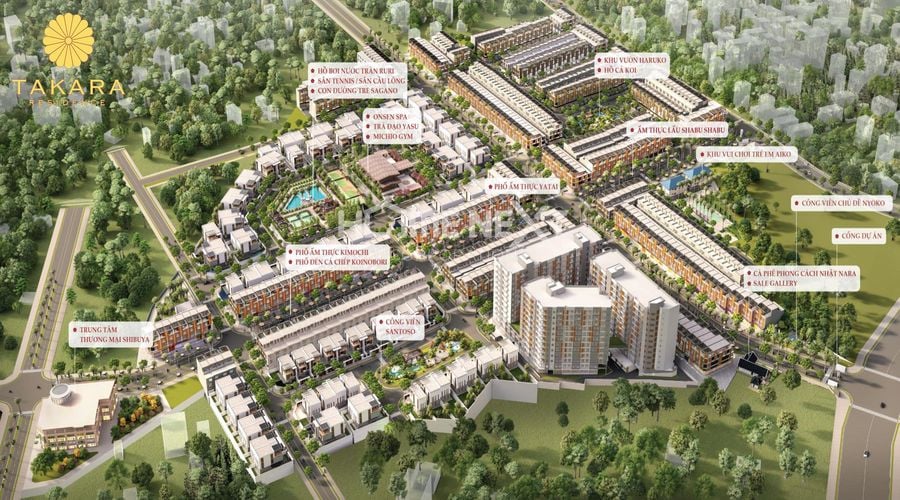 Mặt bằng bố trí tiện ích nội khu dự án Takara Residence Chánh Nghĩa