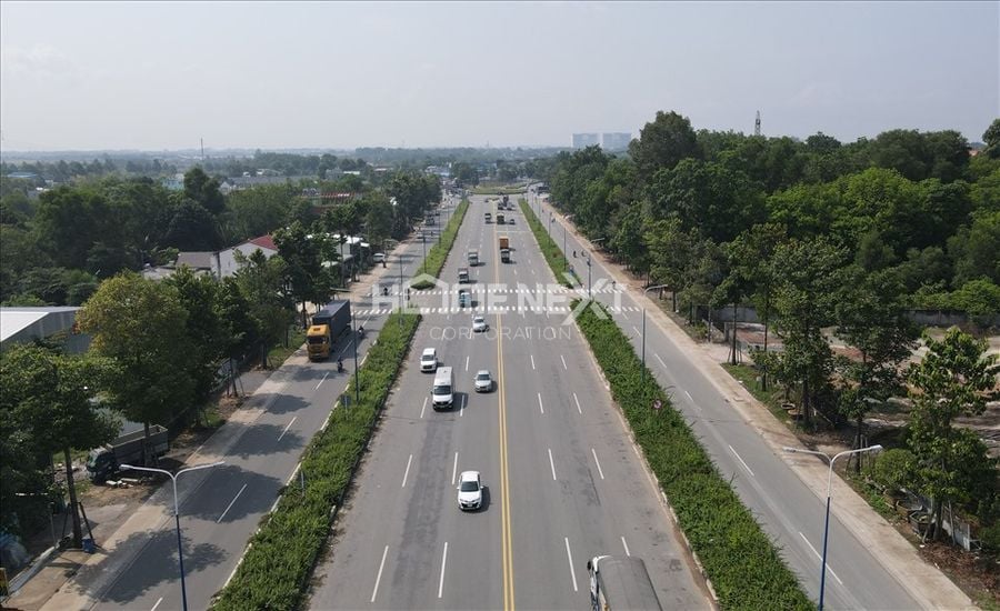 thực tế công trình đường cao tốc Mỹ Phước Tân Vạn từ góc quay flycam