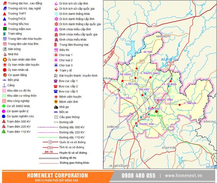 Hình ảnh bản đồ cơ sở hạ tầng khu vực Phú Giáo Bình Dương