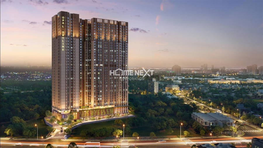 Phối cảnh tòa nhà căn hộ Opal Skyline Bình Dương