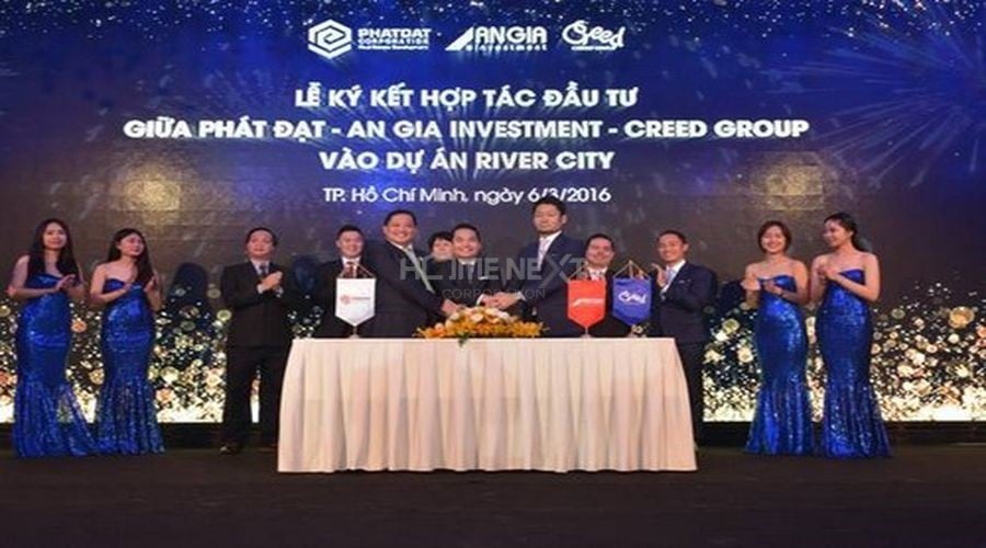 Lễ ký kết hợp tác ba bên đầu tư dự án River City giữa Phát Đạt, An Gia và Creed Group Lễ ký kết hợp tác ba bên đầu tư dự án River City giữa Phát Đạt, An Gia và Creed Group