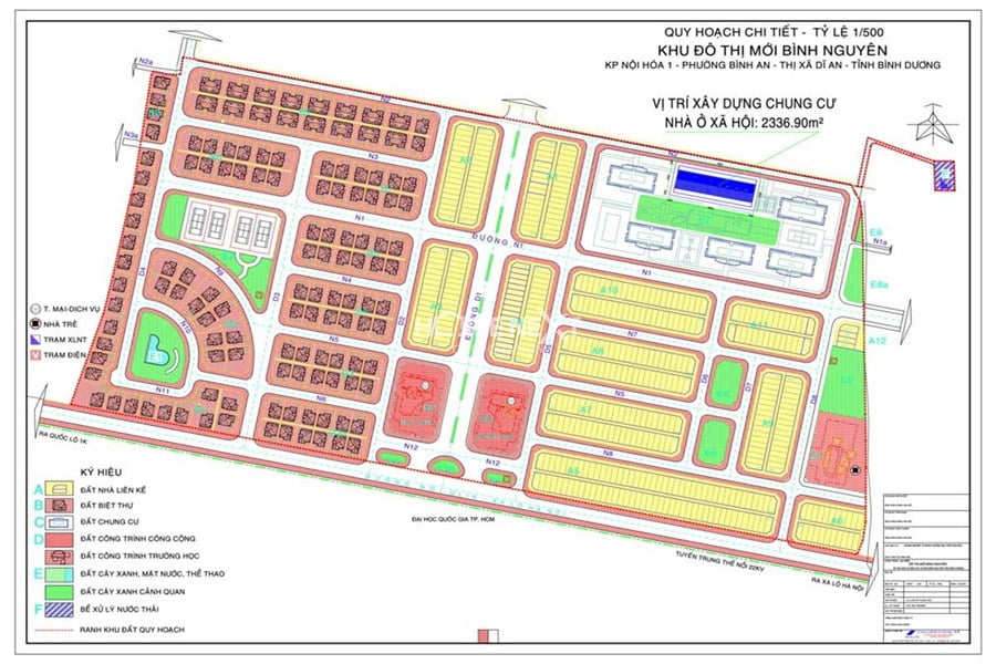 Hình ảnh mặt bằng khu đô thị mới Bình Nguyên được quy hoạch 1/500