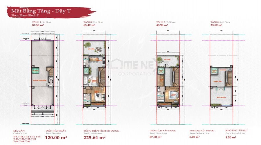 Mặt bằng tầng Takara Residence - dãy T