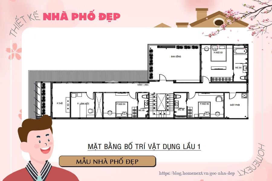 Không gian phòng ngủ trên tầng 2 (Nguồn; datthu.vn)