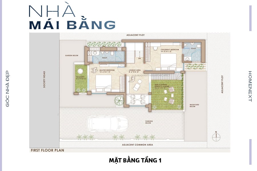 Thiết kế không gian riêng tư của nhà 2 tầng Bungalow (Nguồn: Sưu Tầm)