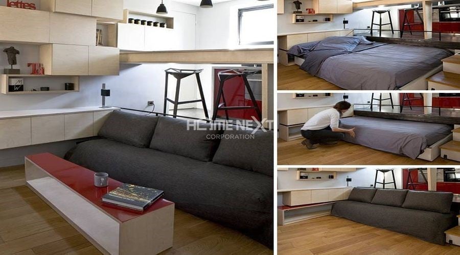 Thiết kế thông mính sofa biến thành giường ngủ khi cần thiết