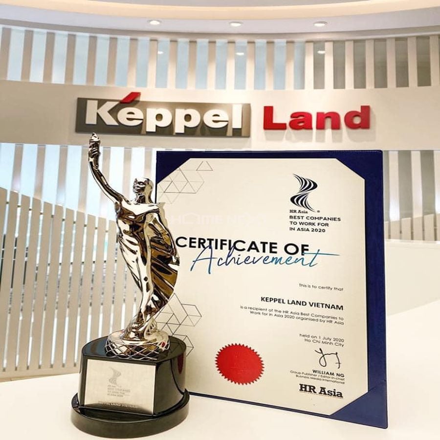 Cúp và chứng nhận giải thưởng của Keppel Land năm 2020
