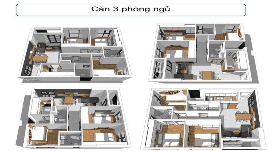 Thiết kế căn hộ 3 phòng ngủ