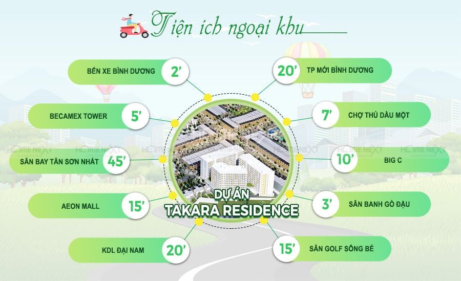 Tiện ích ngoại khu đa dạng của Takara Residence