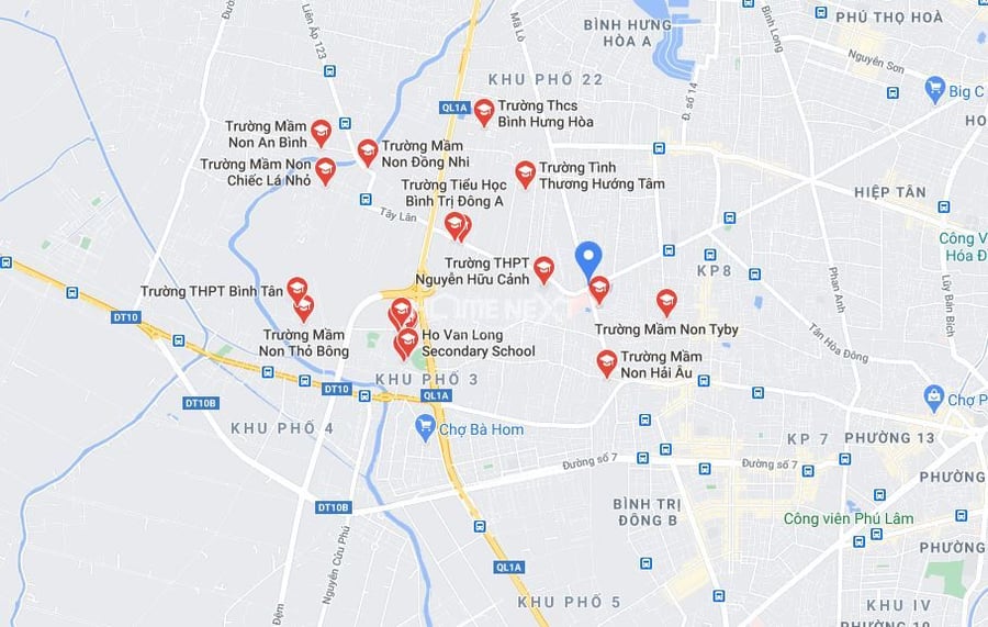 Bản đồ trường học tại Quận Bình Tân TP.HCM