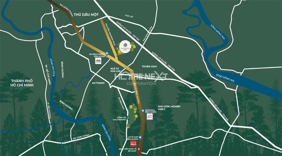Vị trí dự án Anderson Park Bình Dương, Nguyễn Thị Minh Khai, Thuận Giao, Thuận An, Bình Dương Vị trí dự án Anderson Park Bình Dương, Nguyễn Thị Minh Khai, Thuận Giao, Thuận An, Bình Dương
