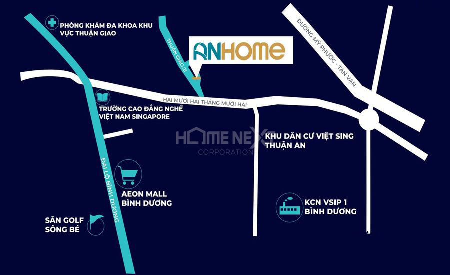 Vị trí dự án chung cư AnHome Bình Dương trên bản đồ Thuận An