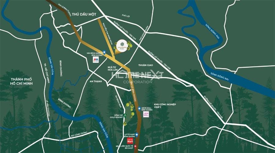 Vị trí dự án Anderson Park Bình Dương, Nguyễn Thị Minh Khai, Thuận Giao, Thuận An, Bình Dương