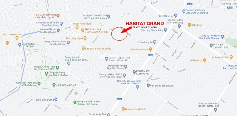 Vị trí dự án Habitat Grand Bình Dương trên google map