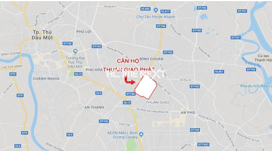 Vị trí dự án căn hộ Thuận Giao Phát Bình Dương